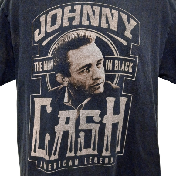Johnny Cash Size L "The Man in Black" Black T-Shirt American Legend Front Logo - Picture 2 of 4